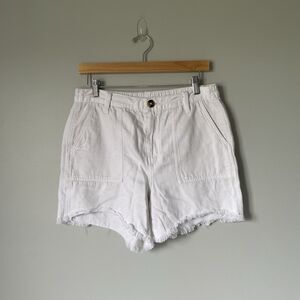 Aerie Relaxed Fit Cutoff Denim Shorts Stretchy Comfort Beachwear White Women's M